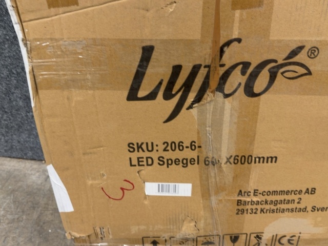 1605668-3 Badrumsspegel 60x60 cm| LED-lyse sidor | Dimmer & touch-styrning