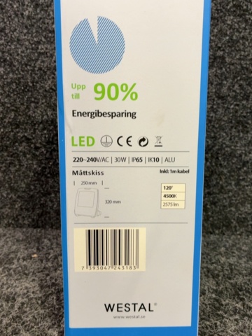 1603943-3 LED-strålkastare - Westal Magnum 50W, 4500K, 4280 lm, alugrå