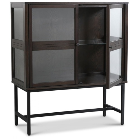 1604625-1 Vitrinskåp Lamier i brunbetsad ek