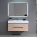 1604633-1 Badrumspaket 120 cm Ljust trä med LED-spegel - Miami