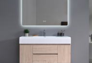 1604633 Badrumspaket 120 cm Ljust trä med LED-spegel - Miami