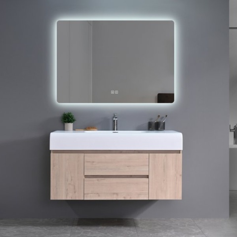 1604633-1 Badrumspaket 120 cm Ljust trä med LED-spegel - Miami