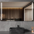 1605668-1 Badrumsspegel 60x60 cm| LED-lyse sidor | Dimmer & touch-styrning