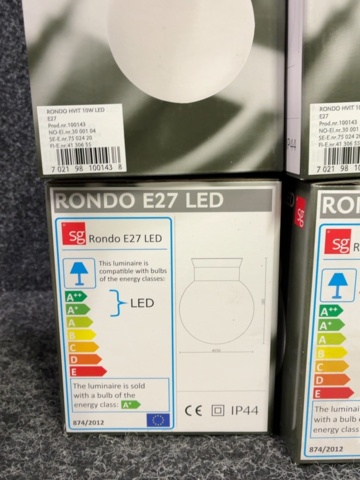 1605495-10 6 st Tak/Vägglampor Rondo E27 LED - SG