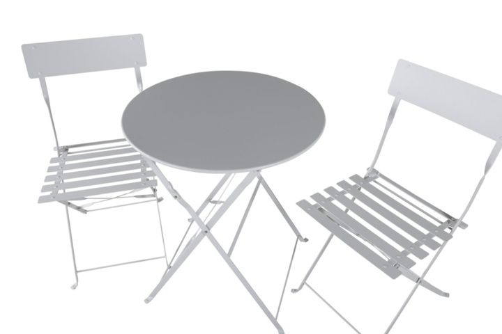1600776-2 Marseille Foldable stål bistro set - vit