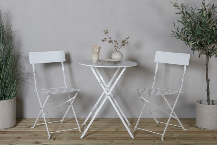 1600776-3 Marseille Foldable stål bistro set - vit