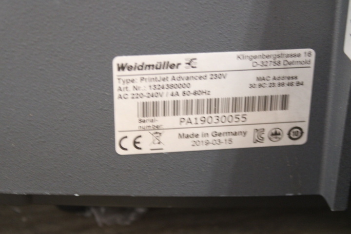 1558729-10 Bläckstråleskrivare Weidmüller PrintJet Advanced