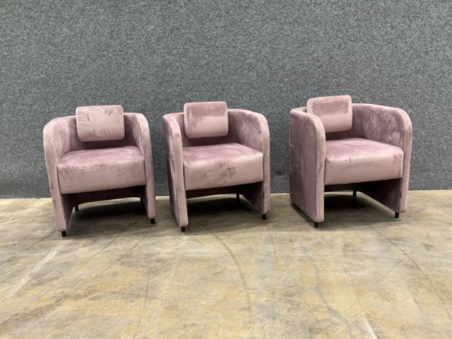 1605750-2 3 st Fåtölj COMFY Med ben, sammetstyg, ljuslila