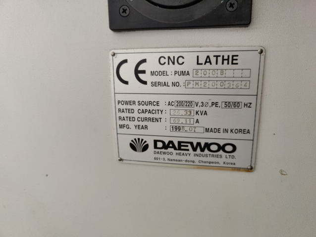 1605811-21 CNC-Svarv Daewoo Puma 200B -1998