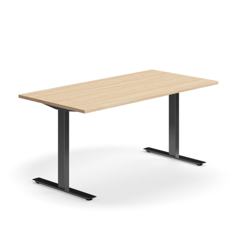 1605751-1 Skrivbord QBUS T-stativ, 1600x800 mm, svart, ek