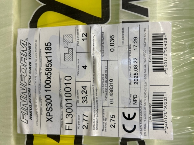 1600342-3 Cellplast FL-300 XPS 300 100×585×1185 ca 90st