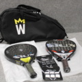 1558768-2 Två padelrack, ryggsäck och grepptejp