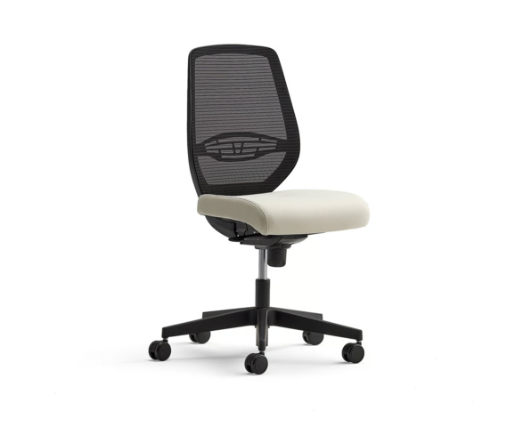 1605916-1 Kontorsstol MARLOW – Svart ryggstöd i mesh, beige sits