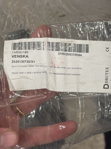 1604880-7 Fast fönster PVC 1120x1180, vit - Drutex