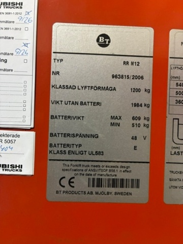 1608529-12 Skjutstativtruck BT RR M12 -2006