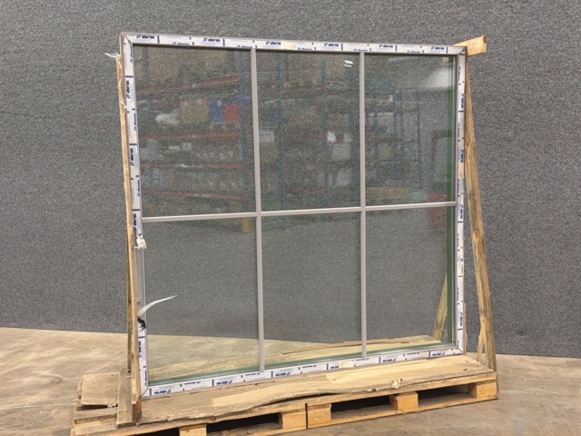 1608534-2 Fast fönster 3-glas trä/alu 20x21, ljusgrå utsida, grön insida