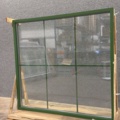 1608534-10 Fast fönster 3-glas trä/alu 20x21, ljusgrå utsida, grön insida