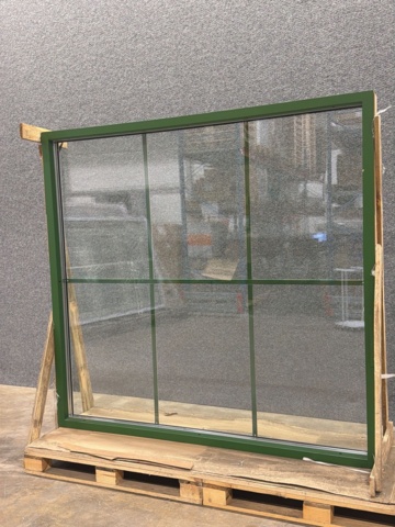 1608534-10 Fast fönster 3-glas trä/alu 20x21, ljusgrå utsida, grön insida