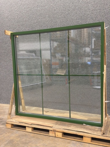 1608534-11 Fast fönster 3-glas trä/alu 20x21, ljusgrå utsida, grön insida
