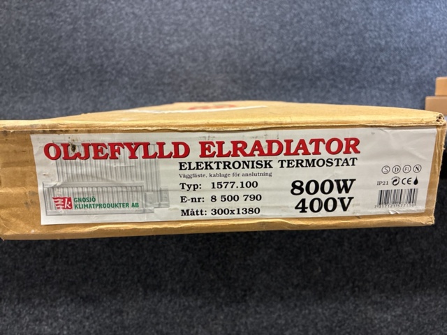 1606361-2 Oljefylld Elradiator Gnosjö klimatprodukter, 800W