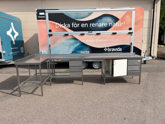 1607921-1 Begagnad rostfri bänk i vinkel