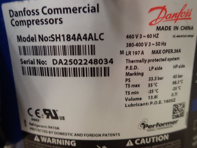 278724--2 New compressor for refrigeration Danfoss sh184a4alc