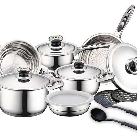 337977-1 ROYALTY LINE 16-PIECE stainless steel cookware - Stainless Steel Lid