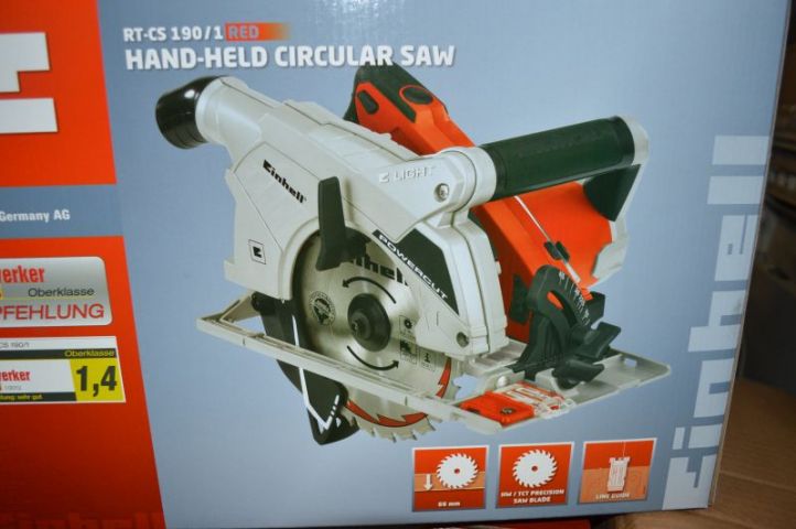 364283-3 Hand-Held Circular Saw, Einhell RT-CS 190/1 red. Unused. Shipping may be arranged