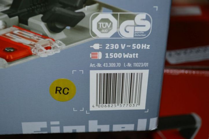 364283-6 Hand-Held Circular Saw, Einhell RT-CS 190/1 red. Unused. Shipping may be arranged