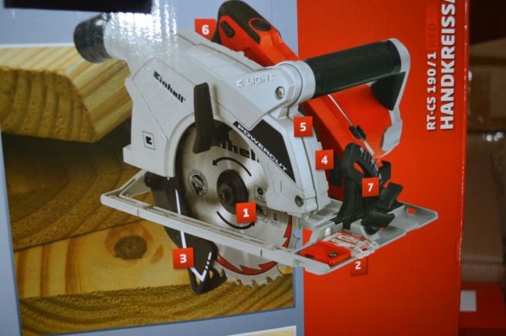 364283-9 Hand-Held Circular Saw, Einhell RT-CS 190/1 red. Unused. Shipping may be arranged