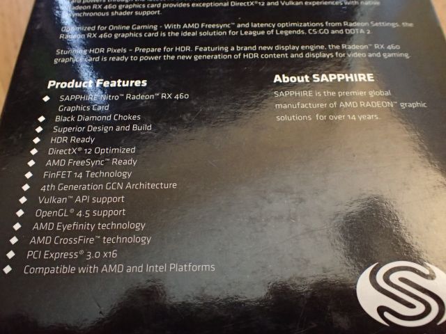 355046-5 NEW Graphics card Sapphire RX 460 Nitro 4Gb