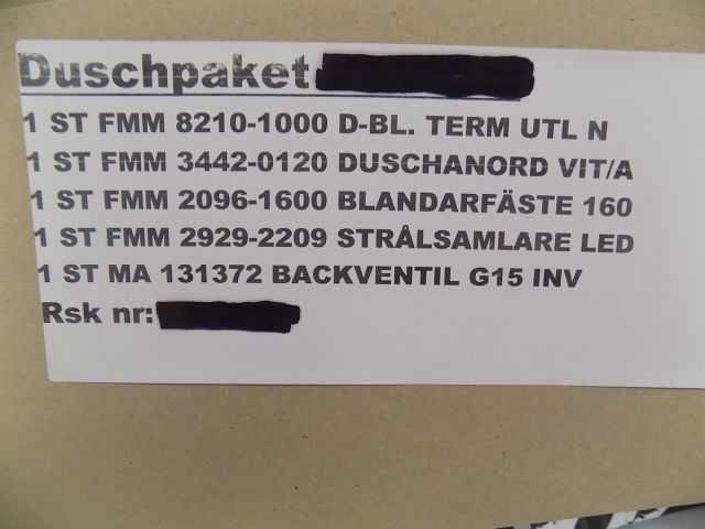 376529-9 Shower Package FM Mattsson shower mixer hose nozzle etc.