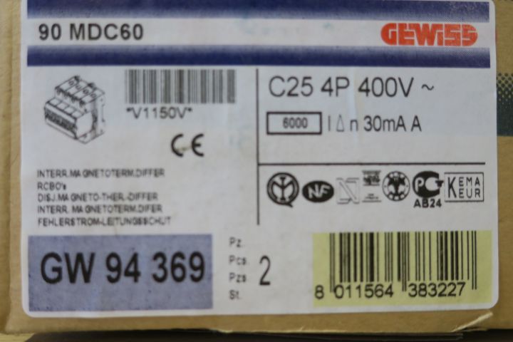 368444-1 2st Gewiss Jordfelsbrytare GW 94369