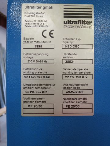 380899-7 28/5000 Ultrafilter air dryer