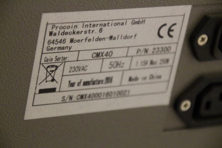 386151-4 Myntsorterare Cashmax, CMX40.