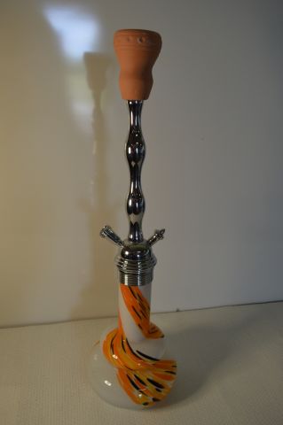 388999-1 Hookah, white and orange. Without ashtray and hose + 2 cleaners