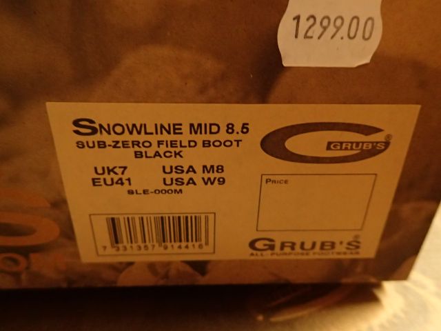 261210-2 NY Grubs Snowline MID 8.5 Neoprene boot STRL 41