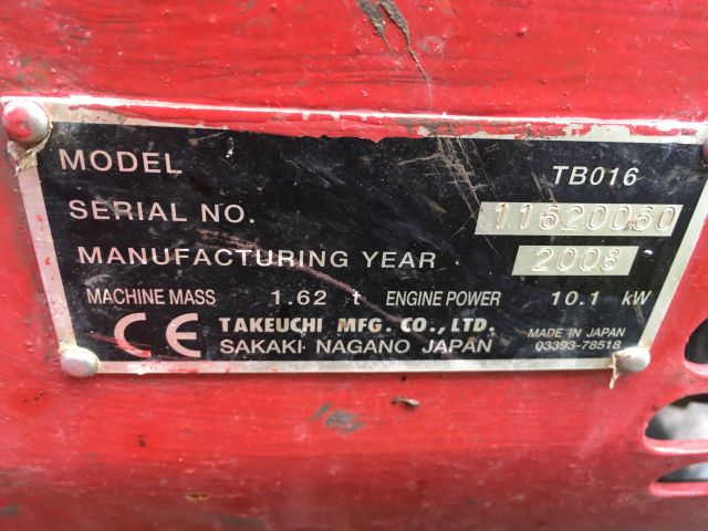 396670-21 Minidigger Takeuchi TB 016  2008