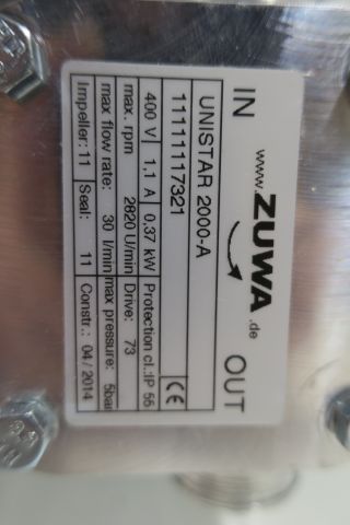 407375-4 Impellerpump ZUWA Unistar 2000-A 400V