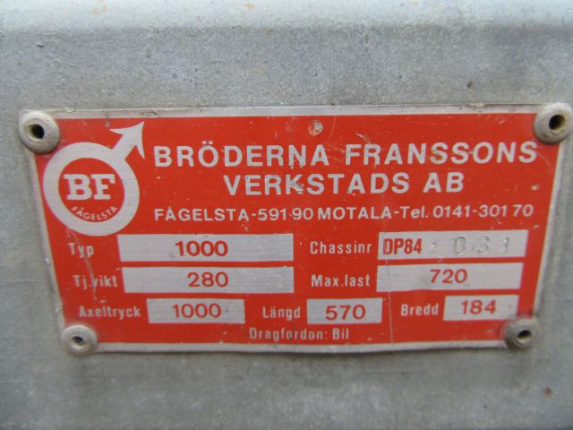 343944-13 BR FRANSSON 1000 Båttrailer