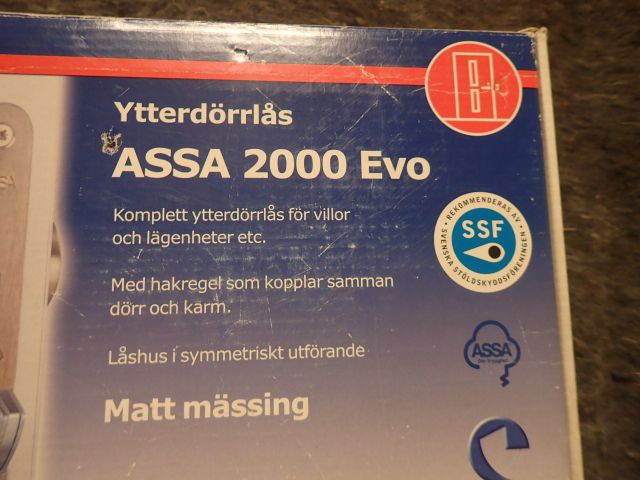 400349-2 NEW complete front door lock Assa 2000 Evo with chopping line