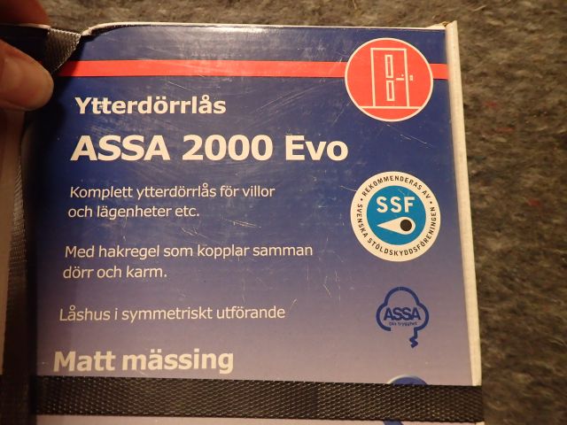 400351-2 NEW complete front door lock Assa 2000 Evo with chopping line