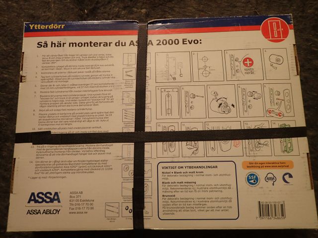 400351-4 NEW complete front door lock Assa 2000 Evo with chopping line