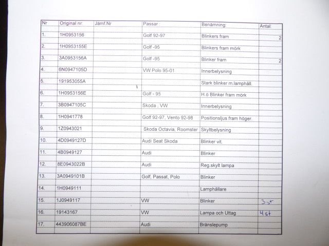 413235-50 Lots of carparts for Volkswagen etc.