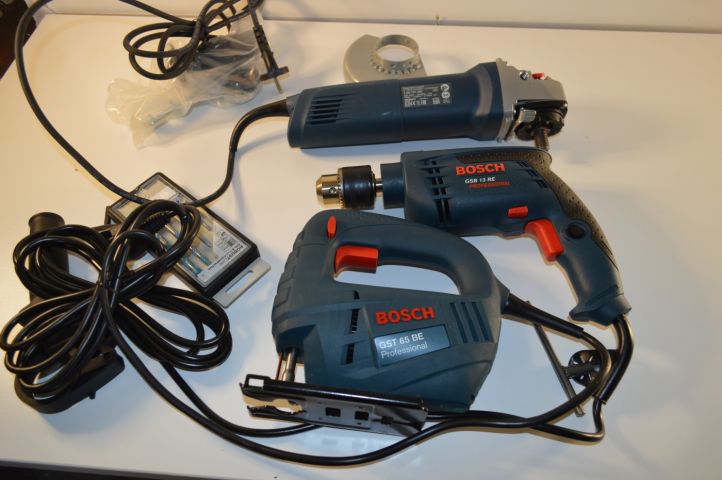 416435-1 Bosch Power T:  angle gr. GWS 1000 Pro + Drill, GSB 13 Re Pro + Jigsaw GST 65 BE Pro. Free shipping