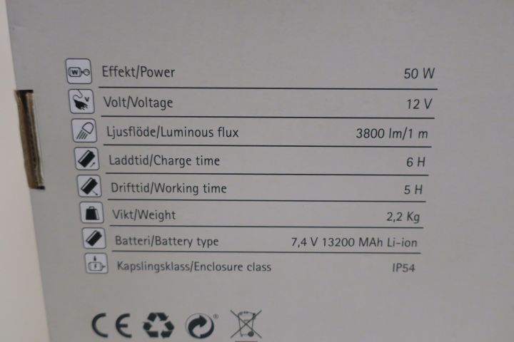 417645-2 Work lamp Grunda PRO 3800 RE with Bluetooth speaker