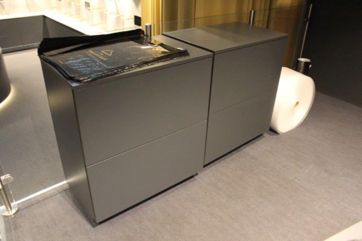 431706-2 Check out-desk with storage cabinets