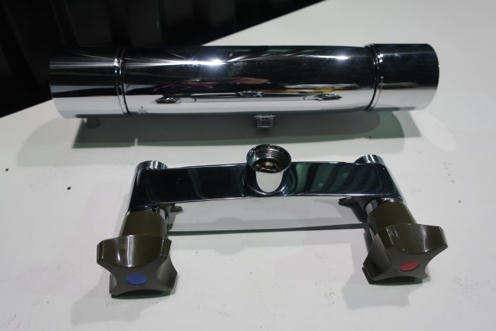 409506-2 FM Mattsson wash basin mixer and shower mixer.