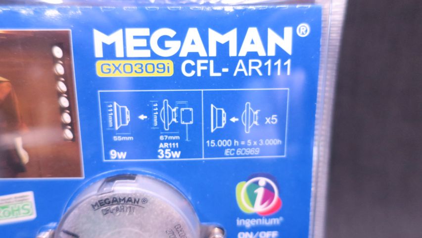 438500-5 10 Megaman Reflector, AR111, GU53, 9W (Free Shipping)