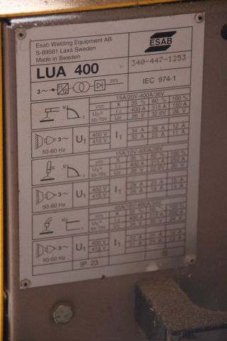 443501-8 Svetsstation ESAB LUA 400, TIGAID 315, A-10 MEH 44, OCE 2H